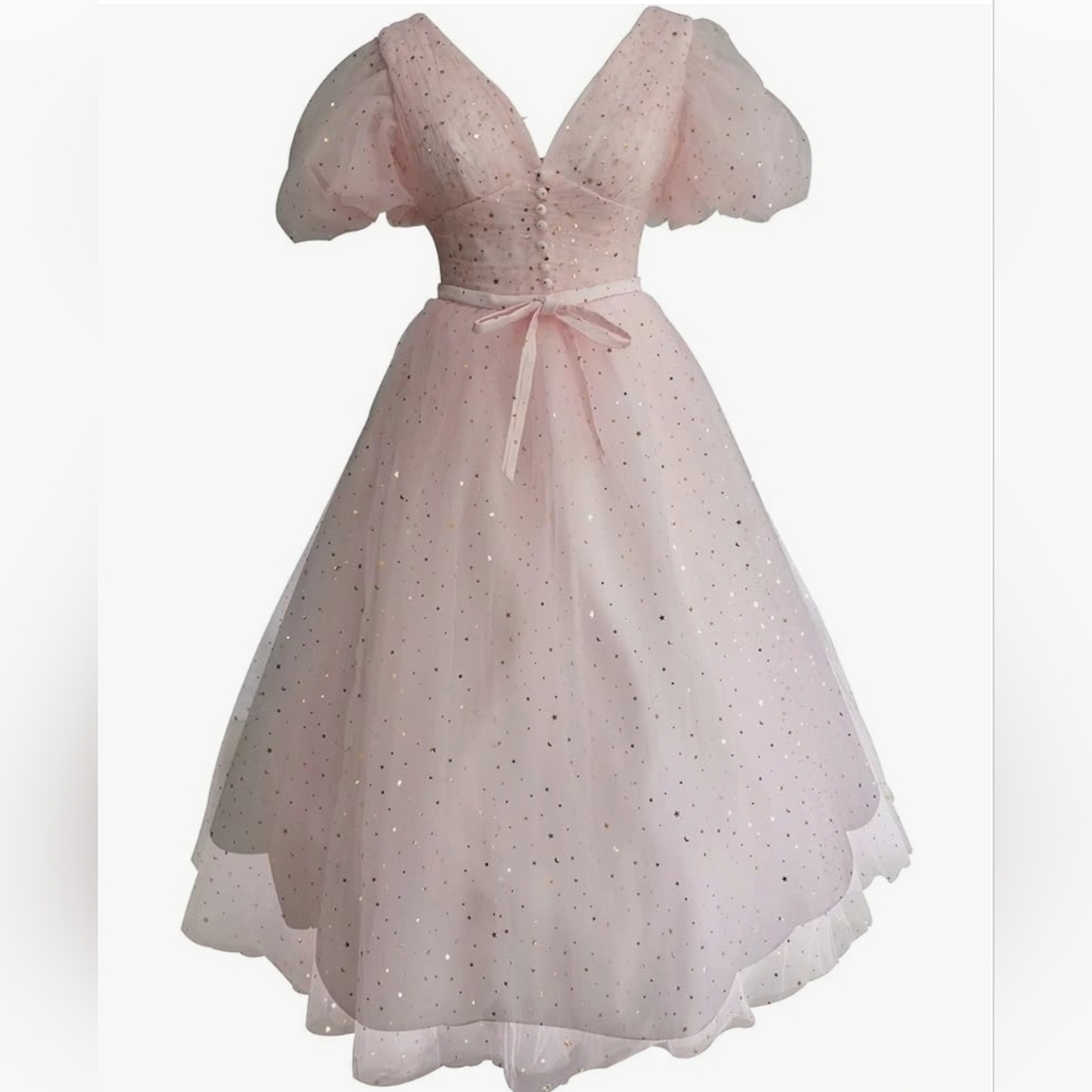Xijun Sparkle Tulle Puff Sleeve Gown Size 22